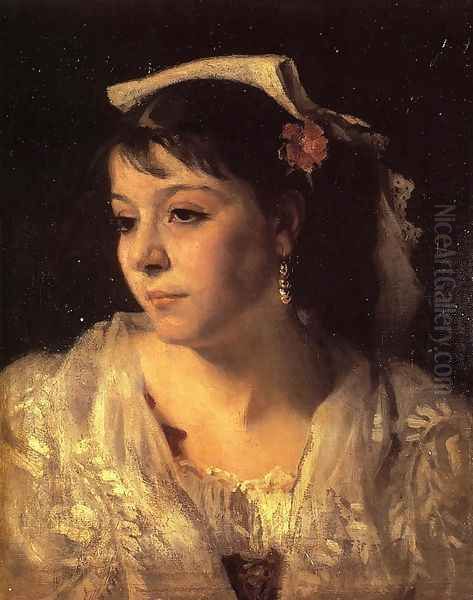 Head of an Italian Woman Oil Painting by John Singer Sargent