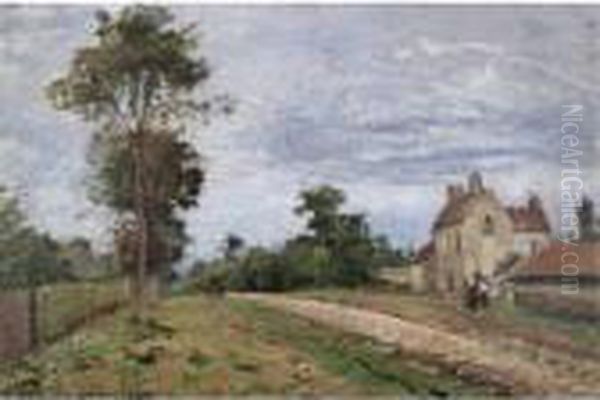 Maison De Monsieur Musy, Louveciennes Oil Painting by Camille Pissarro