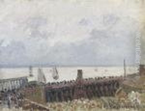 Entree Du Port Du Havre, Temps Gris Oil Painting by Camille Pissarro