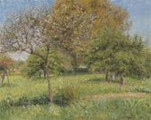 Le Grand Noyer, Matin, Eragny Oil Painting by Camille Pissarro