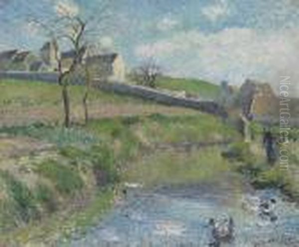 La Ferme Du Friche A Osny Oil Painting by Camille Pissarro