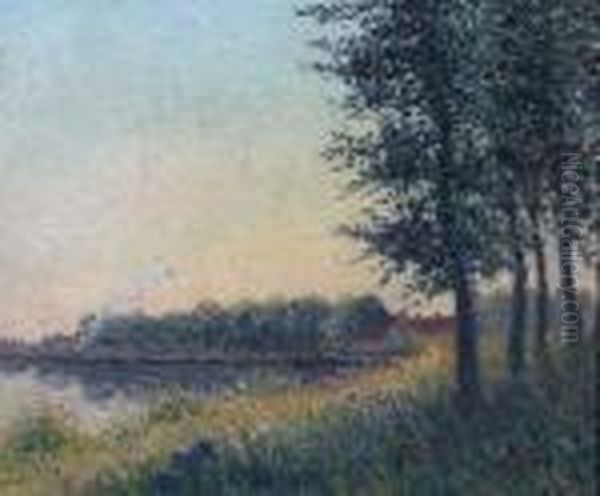 View Of A Lake From A Woodland Oil Painting by Camille Pissarro