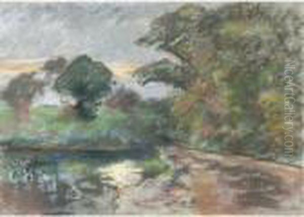 Etang De Montfoucault Oil Painting by Camille Pissarro