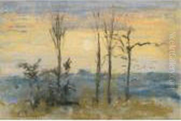 Coucher Du Soleil Oil Painting by Camille Pissarro