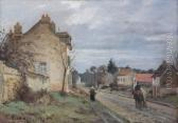 La Route De Louveciennes Oil Painting by Camille Pissarro