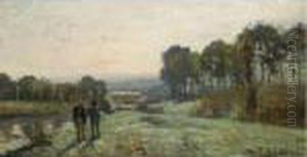 La Machine De Marly A Bougival Oil Painting by Camille Pissarro