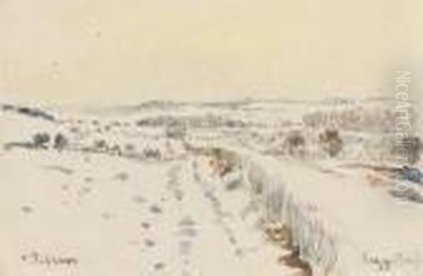 Eragny Sous La Neige Oil Painting by Camille Pissarro