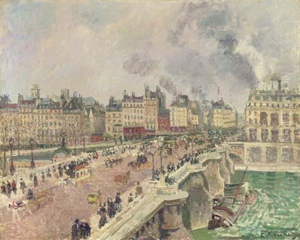 Le Pont Neuf, Naufrage De La 'bonne Mere' Oil Painting by Camille Pissarro