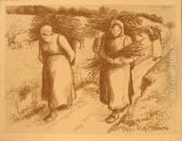 Les Porteuses De Fagots. Oil Painting by Camille Pissarro