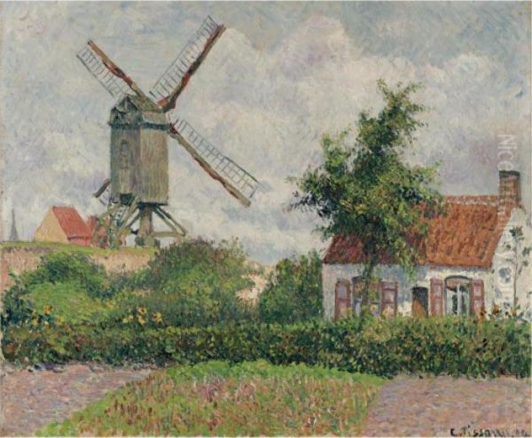 Le Kalfmolen A Knokke Oil Painting by Camille Pissarro