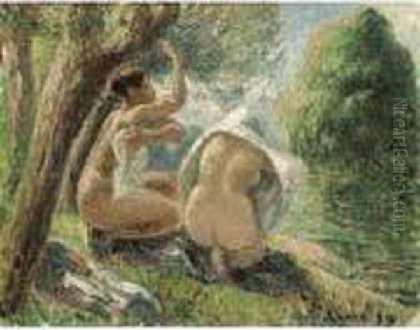 Baigneuses Oil Painting by Camille Pissarro