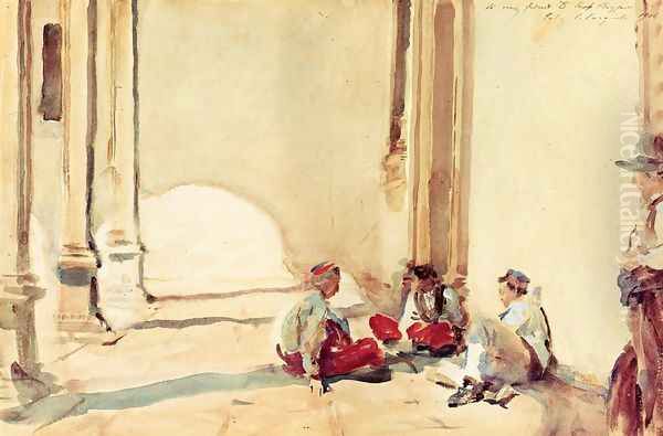 A Spanish Barracks Oil Painting by John Singer Sargent