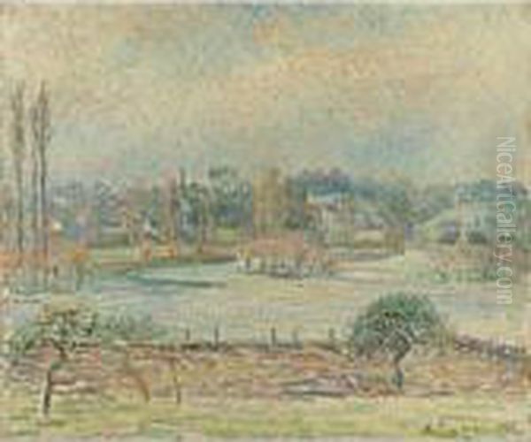 Vue De Bazincourt, Inondation, Effet Du Matin Oil Painting by Camille Pissarro