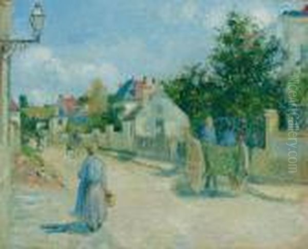 Rue De L'hermitage, Pontoise Oil Painting by Camille Pissarro