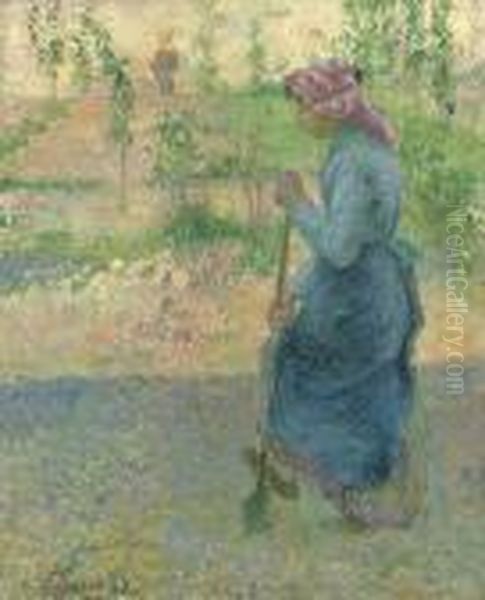 Etude De Paysanne En Plein Air Oil Painting by Camille Pissarro