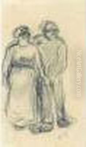 Couple De Paysan Oil Painting by Camille Pissarro