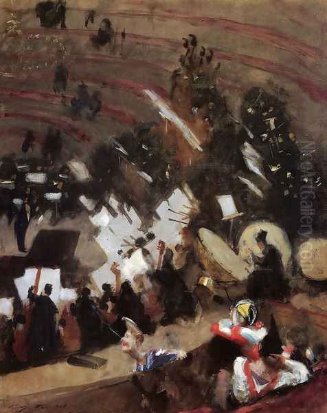 Rehearsal of the Pas de Loup Orchestra at the Cirque d'Hiver Oil Painting by John Singer Sargent