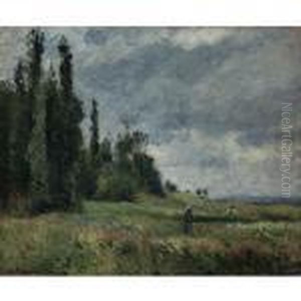 La Cote Des Grouettes Pontoise Temps Gris Oil Painting by Camille Pissarro