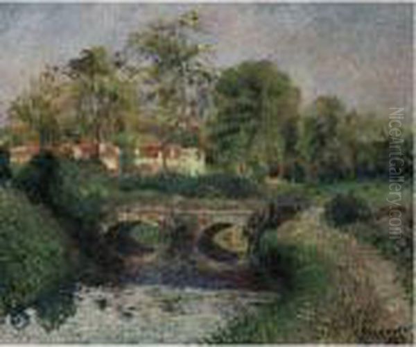 Petit Pont Sur La Viosne, Osny Oil Painting by Camille Pissarro