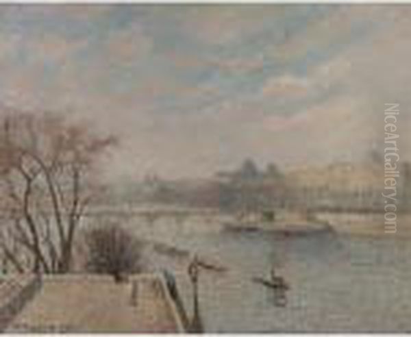 Le Louvre, Soleil D'hiver, Matin, 2e Serie Oil Painting by Camille Pissarro