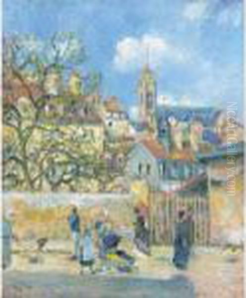 Le Parc Aux Charrettes, Pontoise Oil Painting by Camille Pissarro