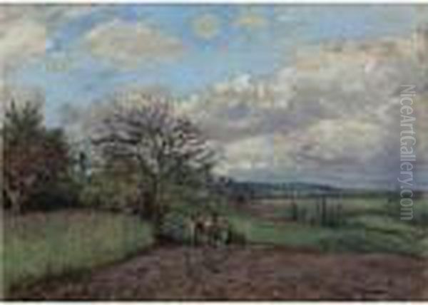 Paysage Avec Une Vachere Oil Painting by Camille Pissarro