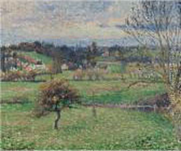 Le Pre A Eragny Oil Painting by Camille Pissarro