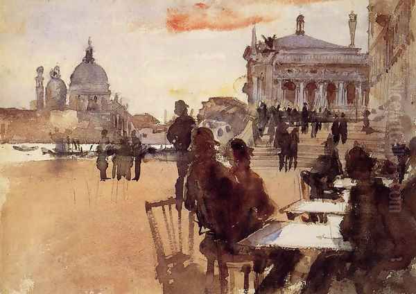 Cafe on the Riva degli Schiavoni Oil Painting by John Singer Sargent