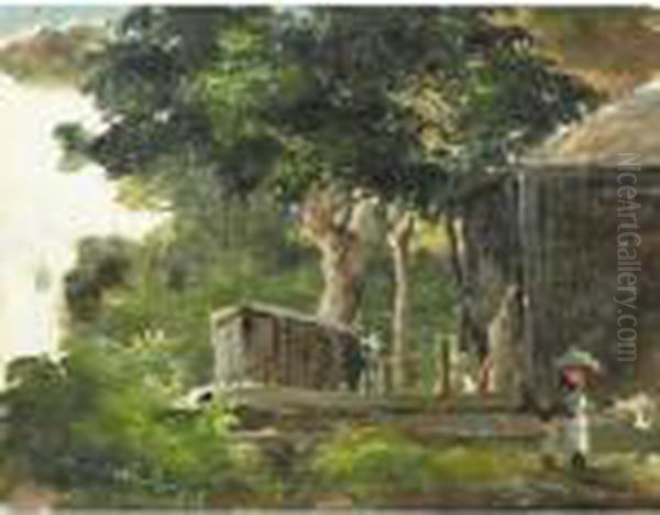 Paysage Avec Maison En Bois A Saint-thomas, Antilles Oil Painting by Camille Pissarro