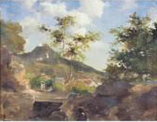 Village Au Pied D'une Colline A Saint-thomas, Antilles Oil Painting by Camille Pissarro