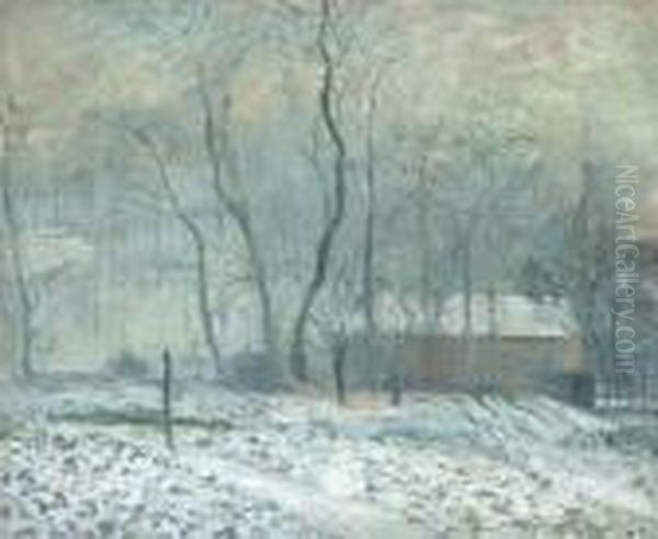 Brouillard A L'hermitage, Pontoise Oil Painting by Camille Pissarro