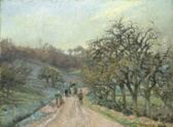 L'allee De Pommiers Pres D'osny, Pontoise Oil Painting by Camille Pissarro