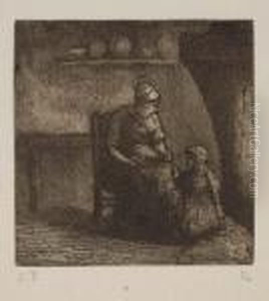 Paysanne Donnant A Manger A Un Enfant Oil Painting by Camille Pissarro