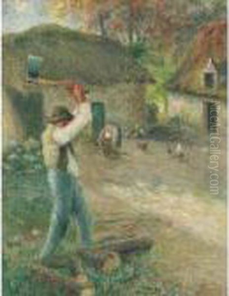 Le Pere Melon Fendant Du Bois Oil Painting by Camille Pissarro