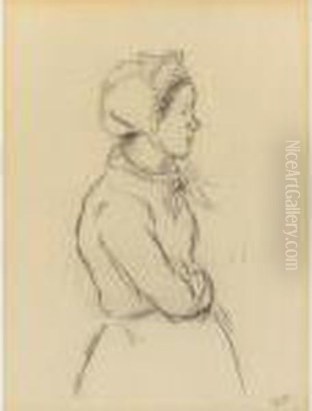 Femme En Profil Oil Painting by Camille Pissarro