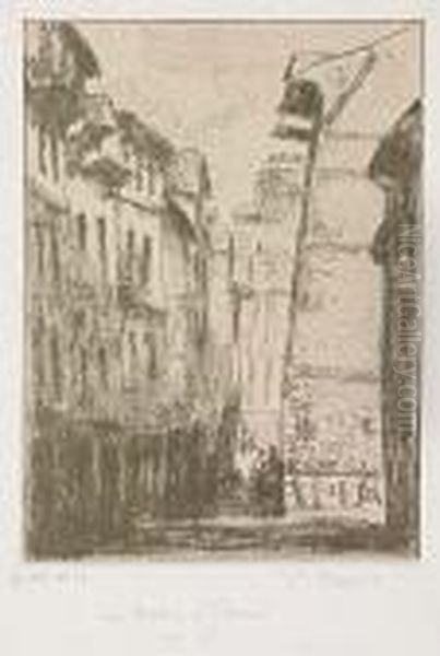 Rue Moliere, A Rouen Oil Painting by Camille Pissarro