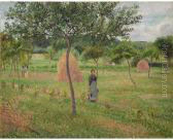 Meules De Foin Dans Le Pre, Eragny Oil Painting by Camille Pissarro