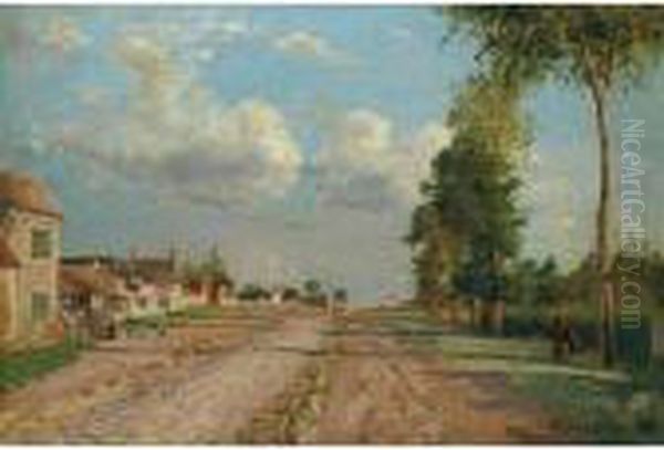 La Route De Rocquencourt Oil Painting by Camille Pissarro