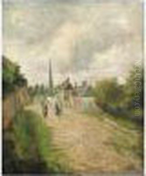 L'entree Du Village D'eragny Oil Painting by Camille Pissarro