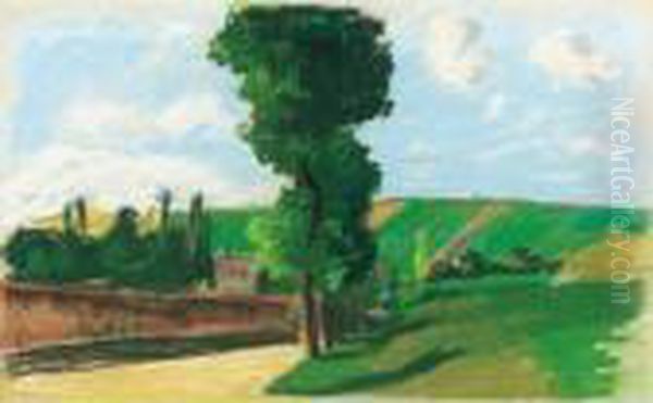 Paysage A Pontoise Oil Painting by Camille Pissarro