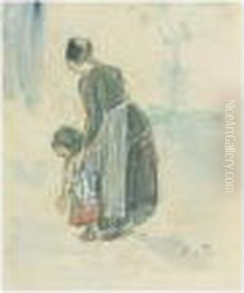 Paysanne Et Enfant Oil Painting by Camille Pissarro