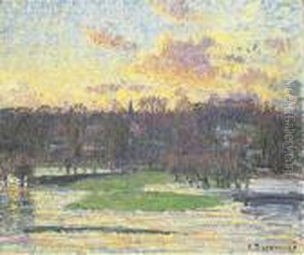 Inondation Soleil Couchant Oil Painting by Camille Pissarro