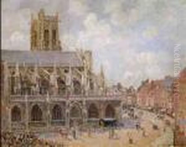 Eglise Saint-jacques A Dieppe Oil Painting by Camille Pissarro