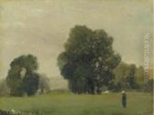 Prairies De La Roche-guyon Oil Painting by Camille Pissarro