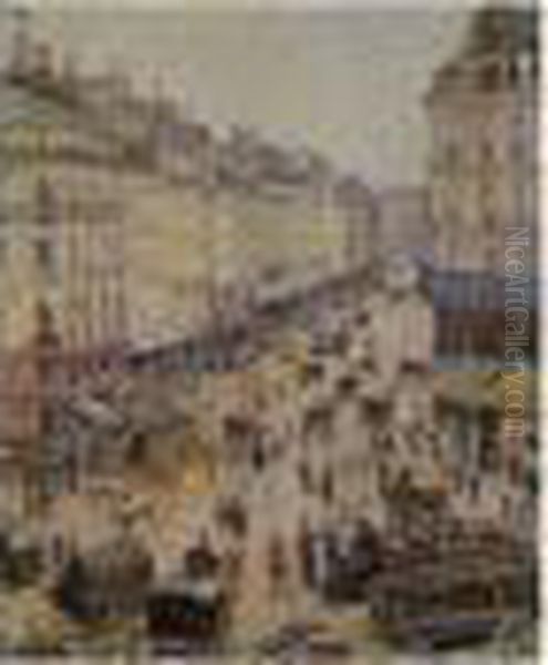 La Rue Saint-lazare Oil Painting by Camille Pissarro