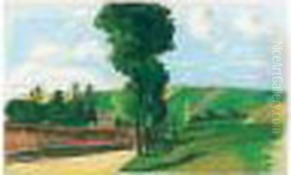 Paysage A Pontoise Oil Painting by Camille Pissarro