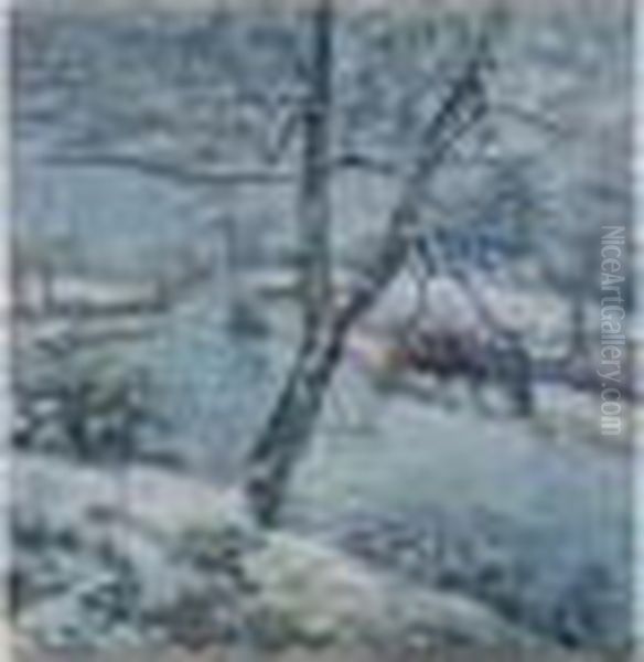 L'hiver A Montfoucault Oil Painting by Camille Pissarro