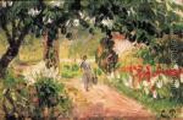 Jardin A Eragny Oil Painting by Camille Pissarro