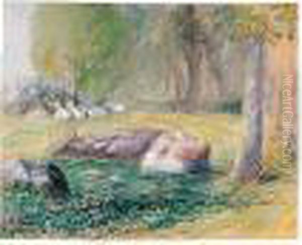 Gardeuse D'oies Allongee Oil Painting by Camille Pissarro