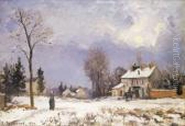 Route De Versailles A Saint-germain A Louveciennes Oil Painting by Camille Pissarro